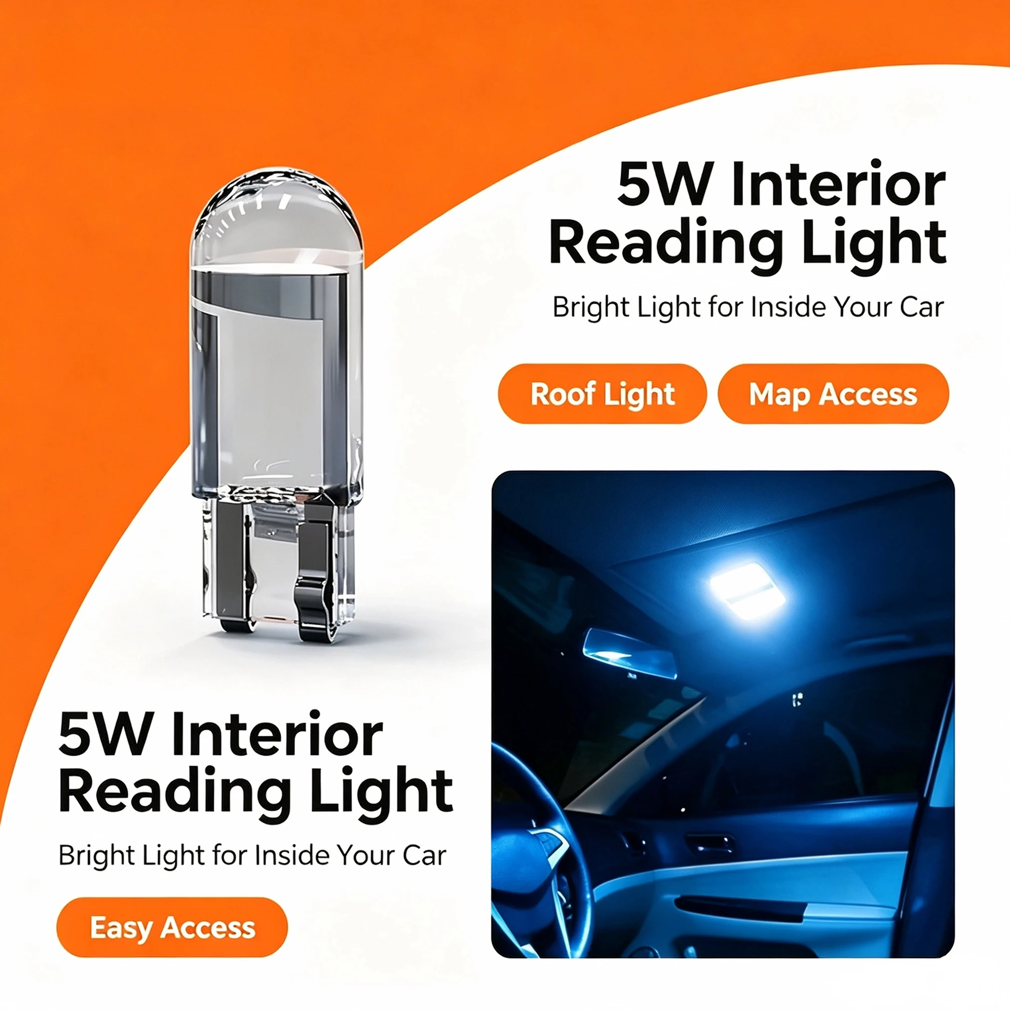 10x 2021 Newest W5W Led T10 Car Light COB Glass 6000K White Auto Automobiles License Plate Lamp Dome Read DRL Bulb Style 12V