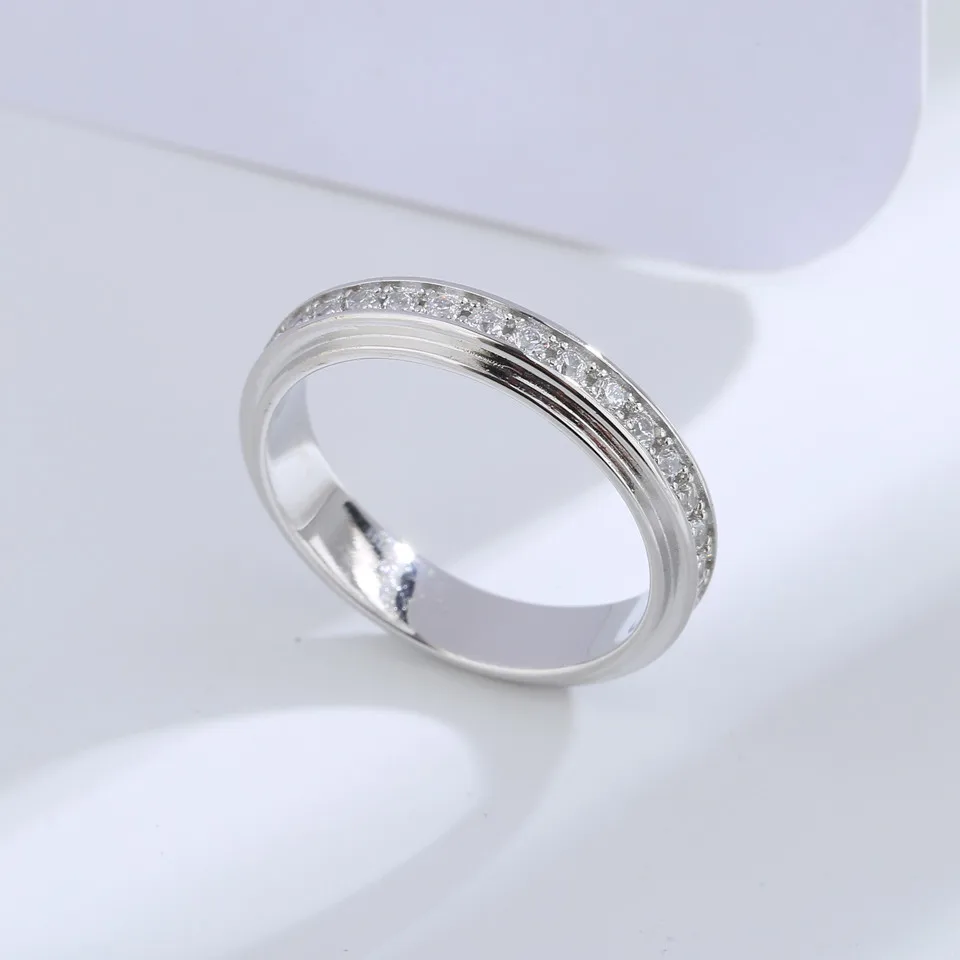 Couples 925 Sterling Silver Elegant White Zircon Ring Set