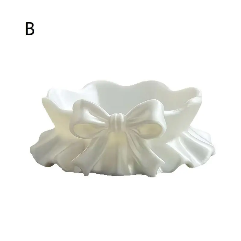 3D Printed White Bow Storage Tray, Girly Cute Jewelry Organizer Dish Home Vanity Table Decor