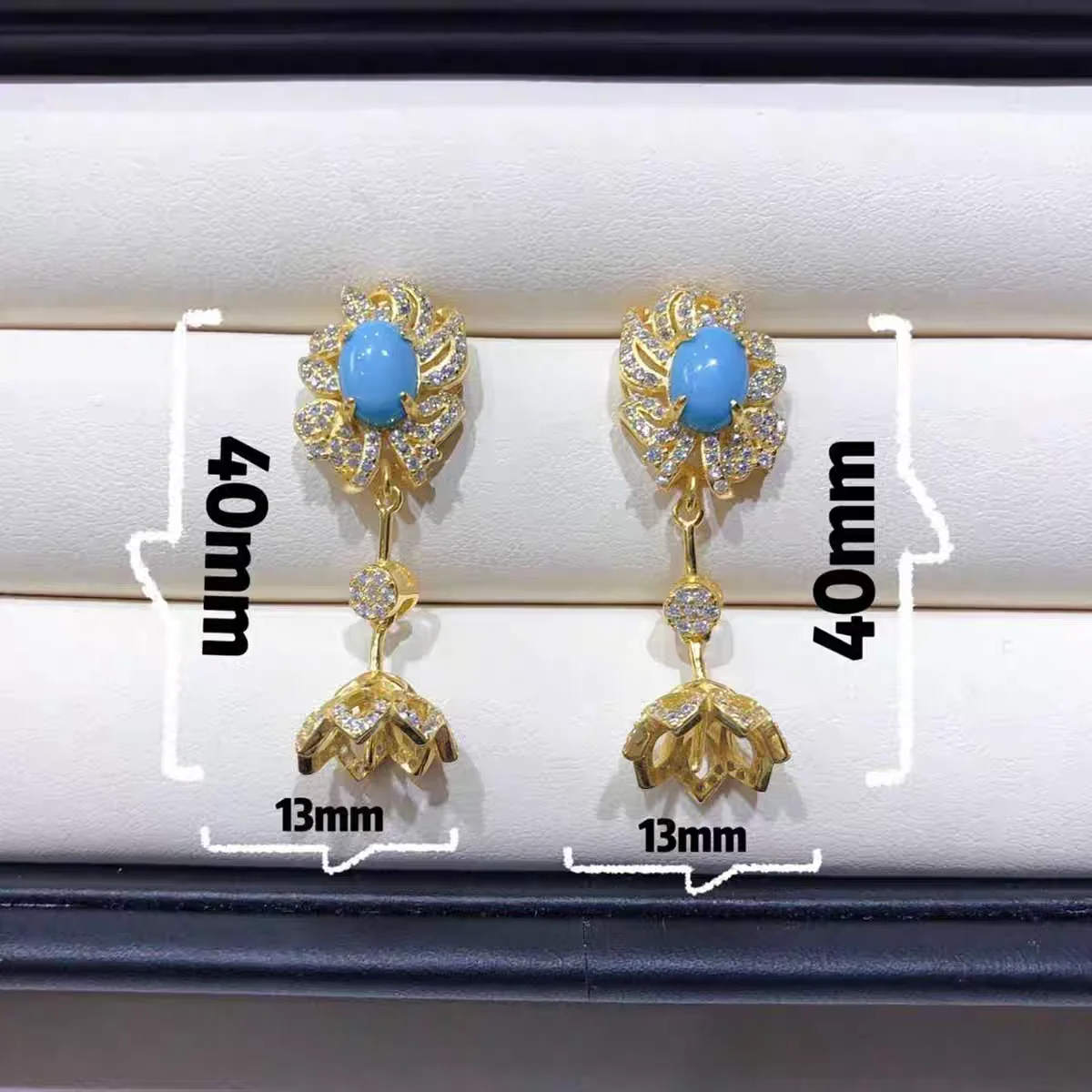 MeiBaPJ 10mm Natural Rice Pearls Fashion Turquoise Drop Earrings 925 Silver Fine Wedding Jewelry for Women - Image 4