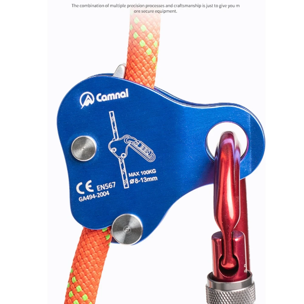 CAMNAL-dispositivo protector de escalada de seguridad, accesorio de 220LB, agarre de cuerda, aparejo de escalada al aire libre, cuerda de 8-13MM, azul