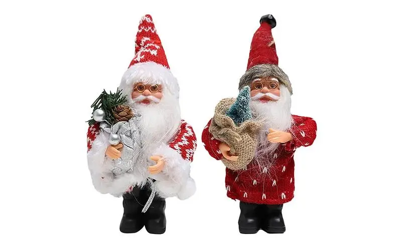 Santa Claus Figurines Plush Dolls Standable  Claus Figurines Christmas Ornaments   Santa Claus Doll for Table Desk Shelf Bedside