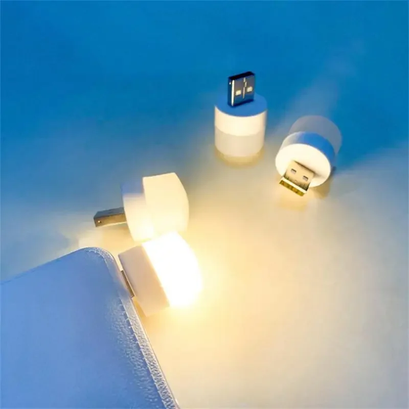 20Pcs Mini USB Night Light Warm White Eye Protection Book Reading Light USB Plug Computer Mobile Power Charging LED Night Lamp