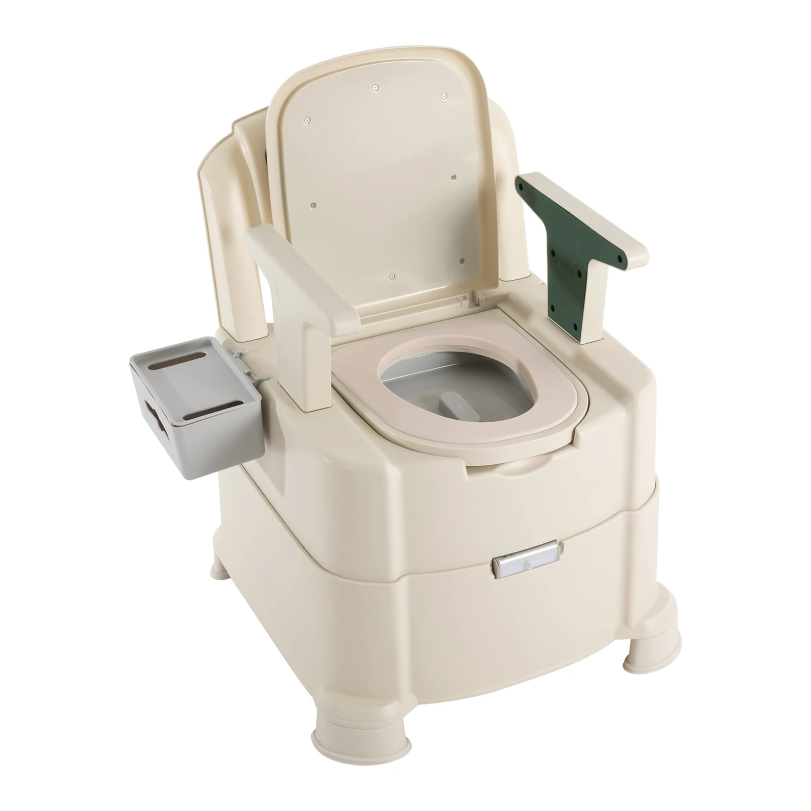 

Portable Toilet Bedside Commode Chair with Sensor Light for Home Bedroom Outdoor Activities Adults Commode Chair