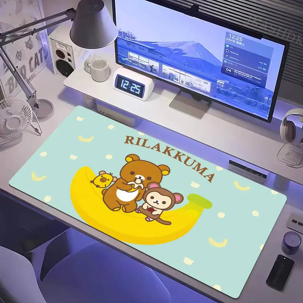 Cute-style Rubber Mouse Pad, Non-Slip Mouse Pad, Pink Rilakkuma Anime Desk Mat, Office Computer Accessory, desktop Mouse Pad