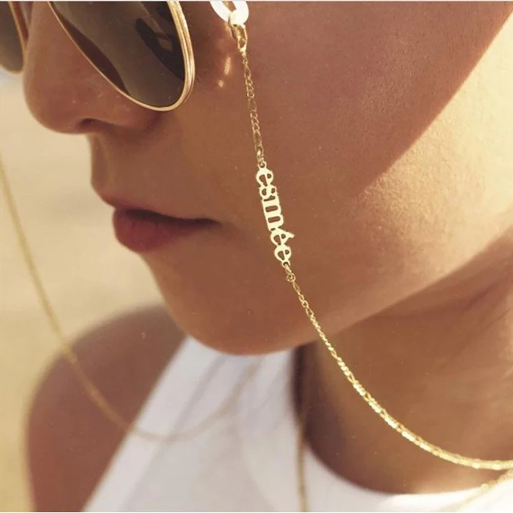 Stainless Steel Custom Name Glasses Chain Women 2022 High Quality Gold Luxury Bohemian Sunglass Chains Jewelry Anti-Skid Lanyard