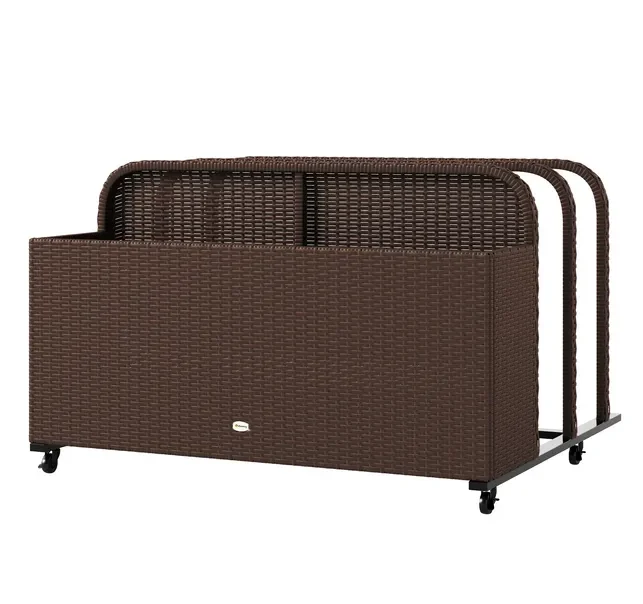

Outsunny PE Rattan Pool Float Storage Organizer with Wheels, Brown