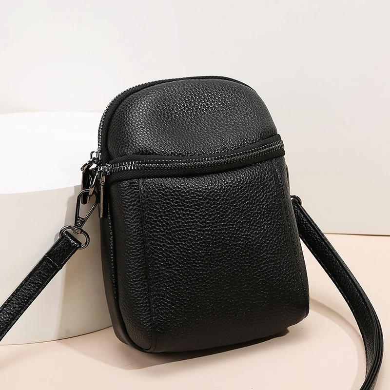 Bolsa de Ombro de Couro Genuíno para Mulheres, Sacos Crossbody Simples Carteira de Marca Famosa, Sac Feminino, Designer de Luxo, Novo Produto, Moda, 2024