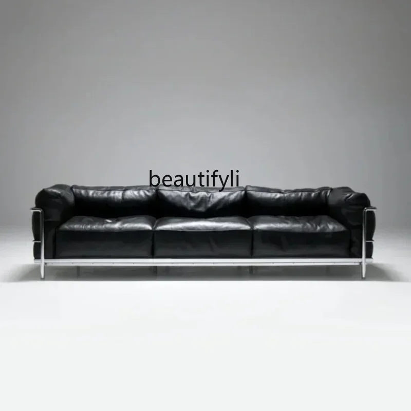

D33Italian light luxury black LC3 sofa combination living room small apartment leather art sofa