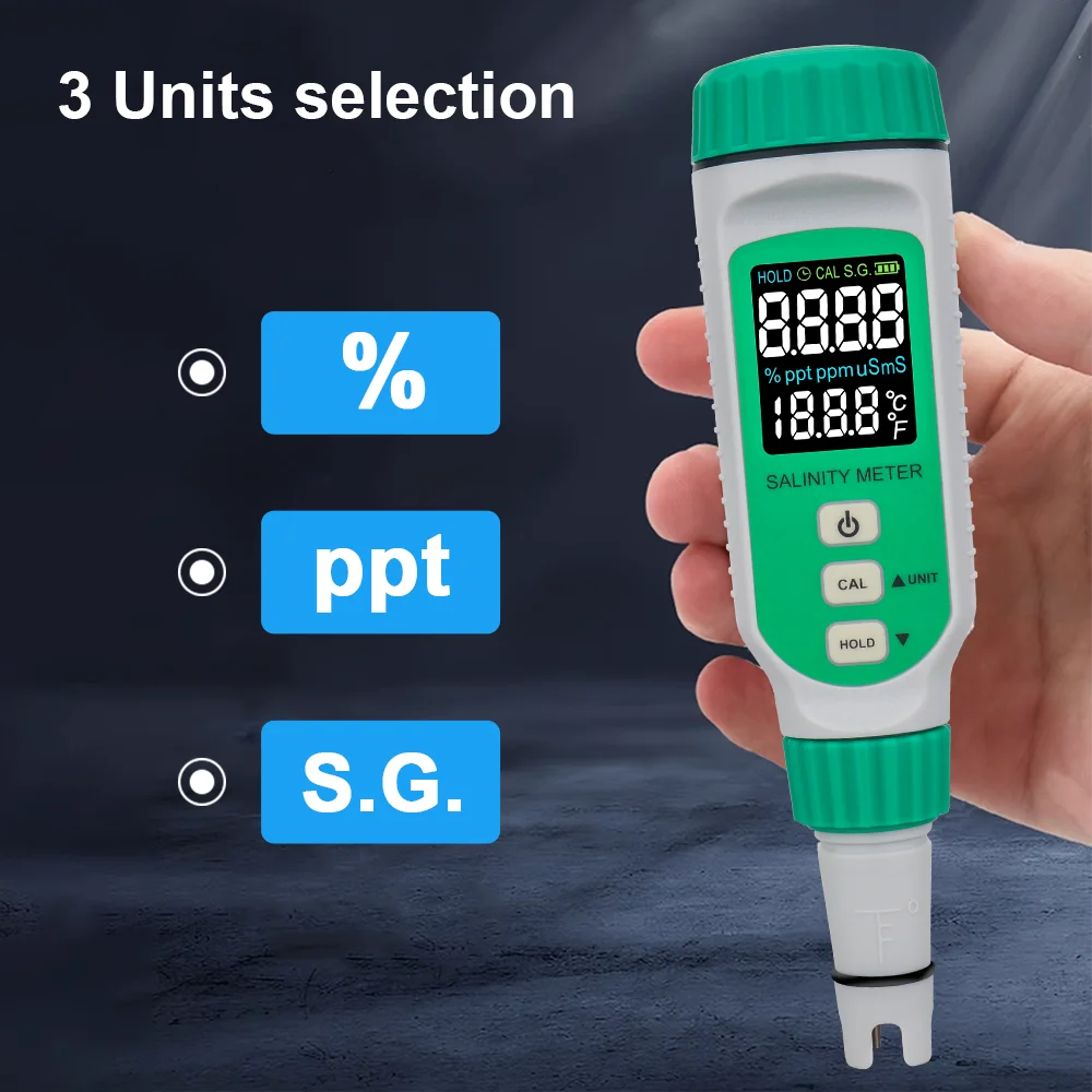 Digital Salinity Meter for Water Quality Testing Rechargeable Salt Content Tester for Beverages Seawater Halometer Salinometer