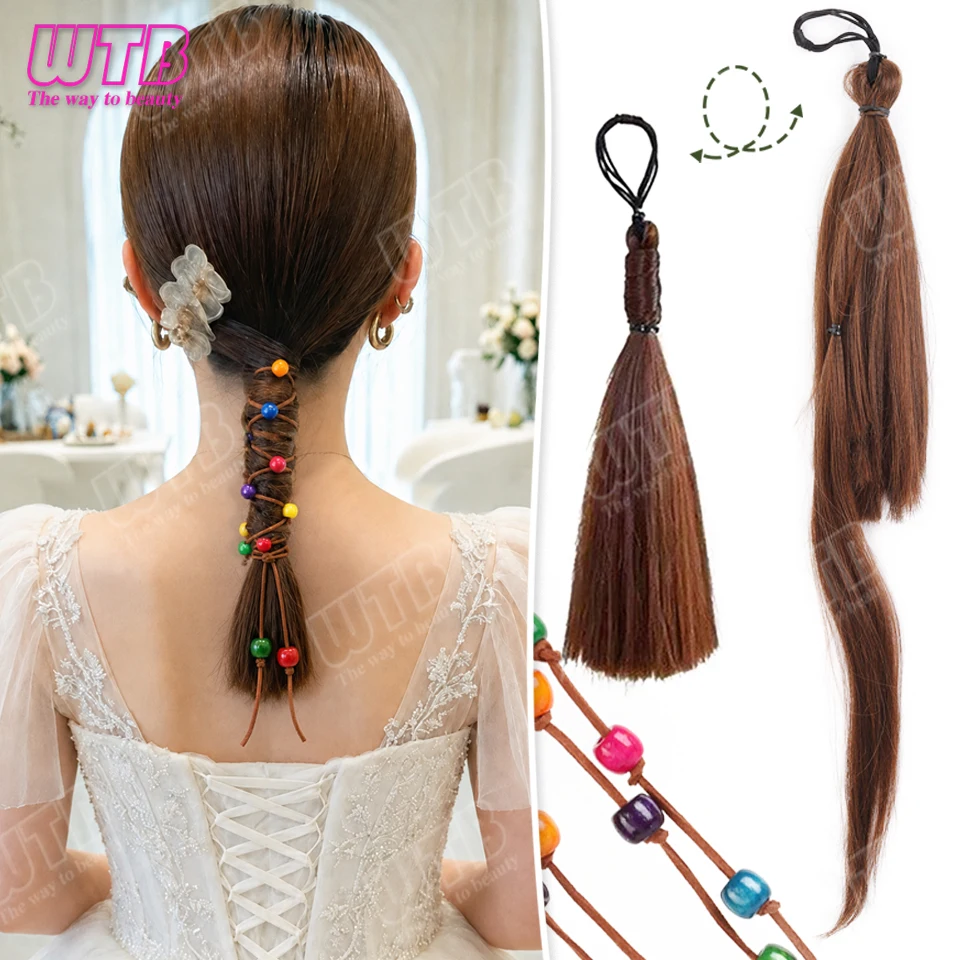 WTB Pre-braided Synthetic Wig with Elastic Band Style Braided Ponytail Wig Suitable for Women's Daily Wear and Holiday Events