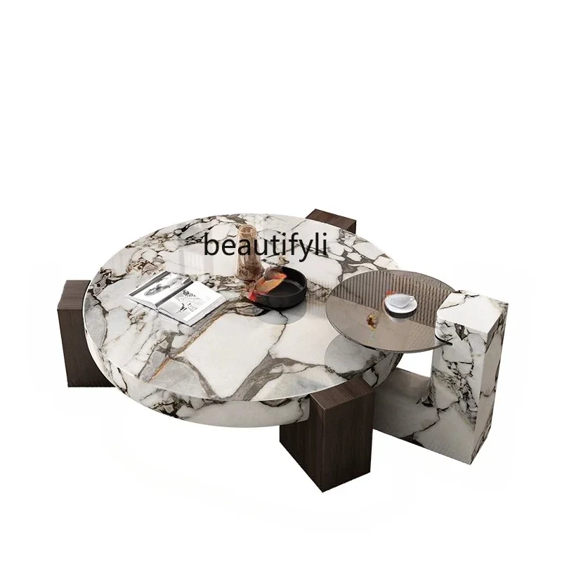 Italian Minimalist Coffee Table Living Room Home Small Apartment Light Luxury Modern Size round Advanced French Style