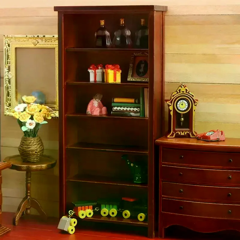 

1Pcs Mini Furniture Wooden Crafts Storage Cabinet Bookcase 1: 12 Dollhouse Miniature Porch Swing Garden Decor Accessories
