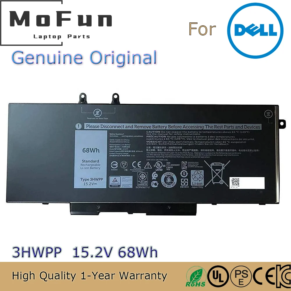 

Brand New Original 3HWPP 15.2V 68Wh Laptop Battery for Dell Latitude 5401 Precision 3541 Inspiron 17 7500