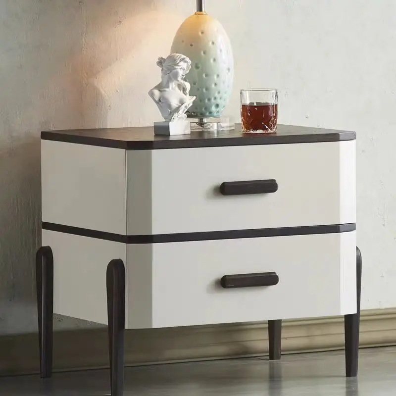 

Modern Minimalist Night Stand Creative Wooden Double Storage Design Bedroom Home Furniture Bedside Table Night Stand