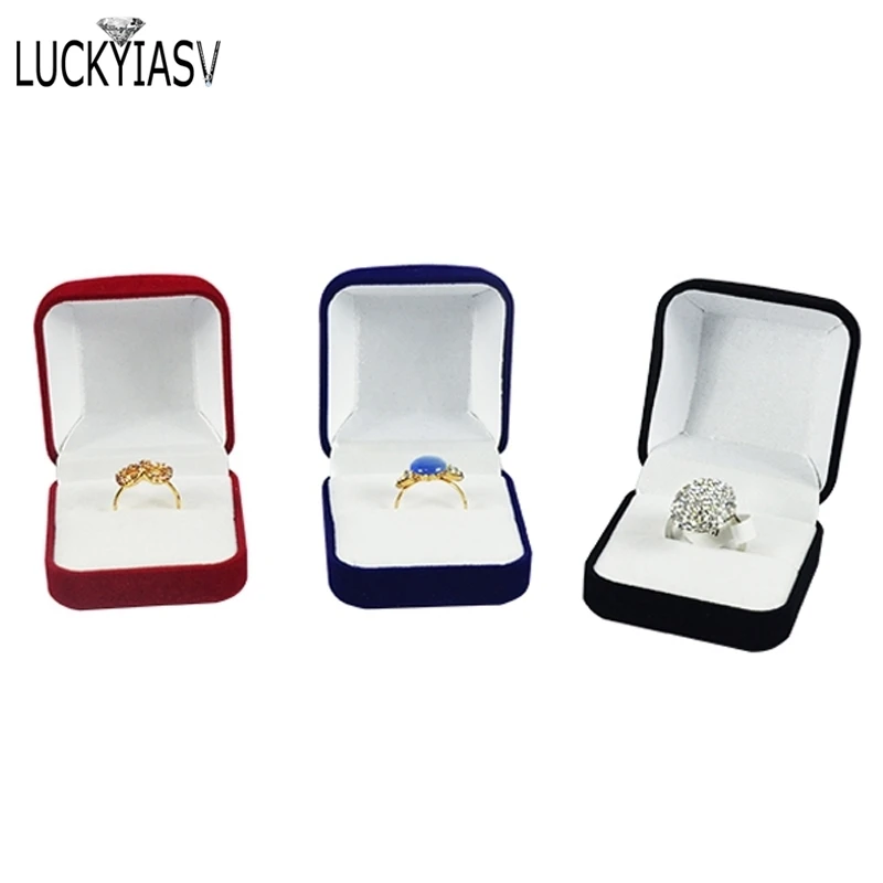 1Piece 5*5.8*3.5Cm Blue Red Black Jewelry Package Box 4 Color Available Ring Stud Earrings Jewelry Organizer Storage Gift Box