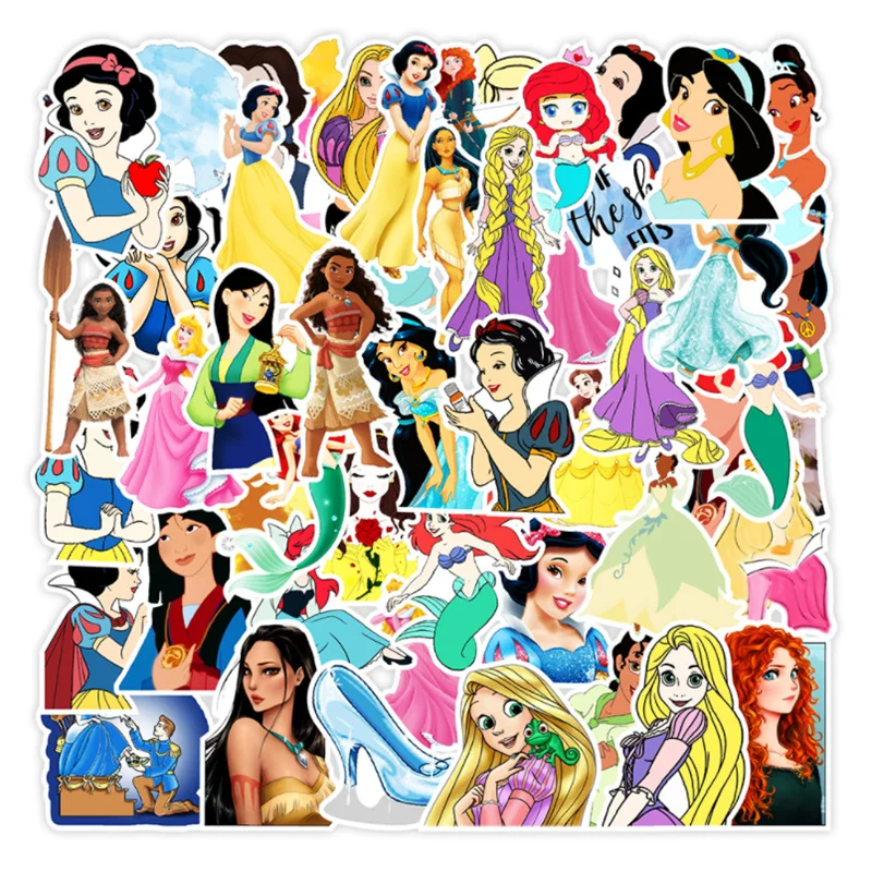 

50PCS MINISO Snow White Cosplay Stickers Graffiti For Laptop Luggage Bike Car Skateboard Waterproof Decal Toys