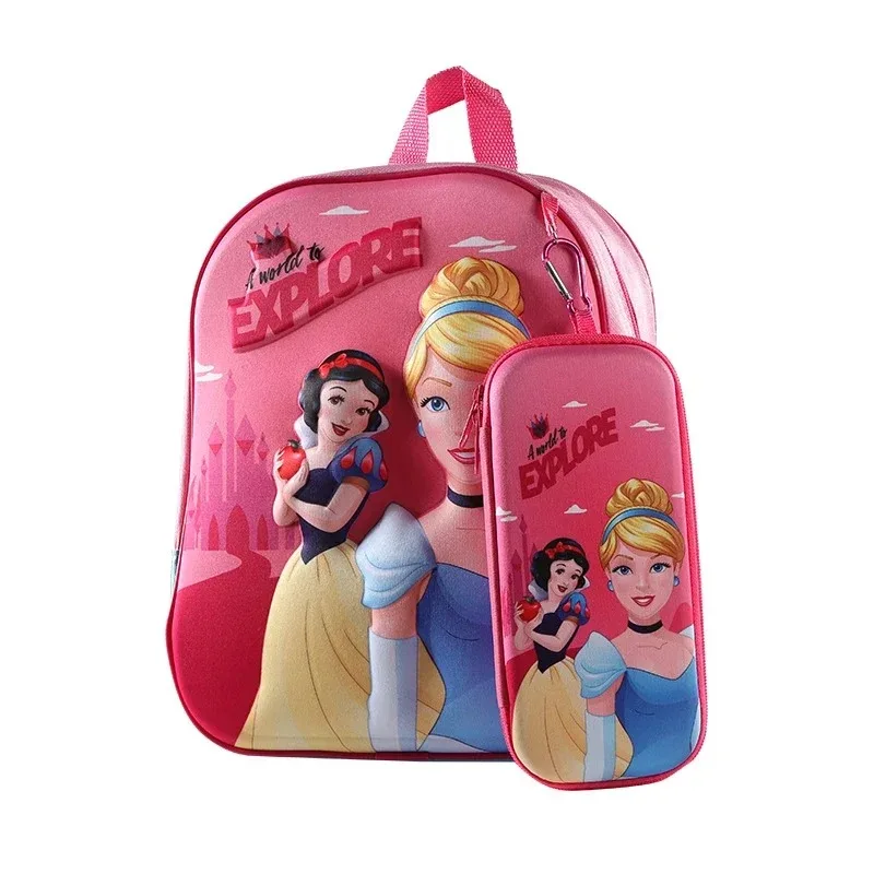 Disney Minnie Boys Girls Backpack School Bag Pencil Case Spiderman Kids Kindergarten Preschool School Bags High-capacity Light