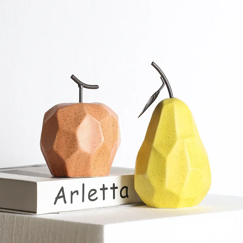 Nordic Sculpture Figurines For Interior Office Desk Accessories Home Decor Pear Apple Ceramic Decor Abstract Fruit Ornaments