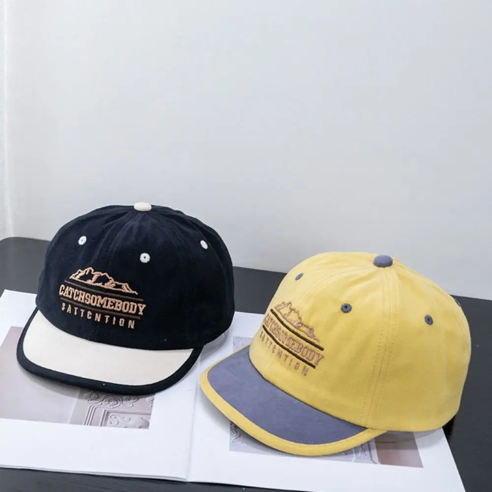 Simple Korean Style Short Brim Baseball Hat Embroidery Casual Letter Baseball Cap Soild Color Cotton Peaked Cap Women