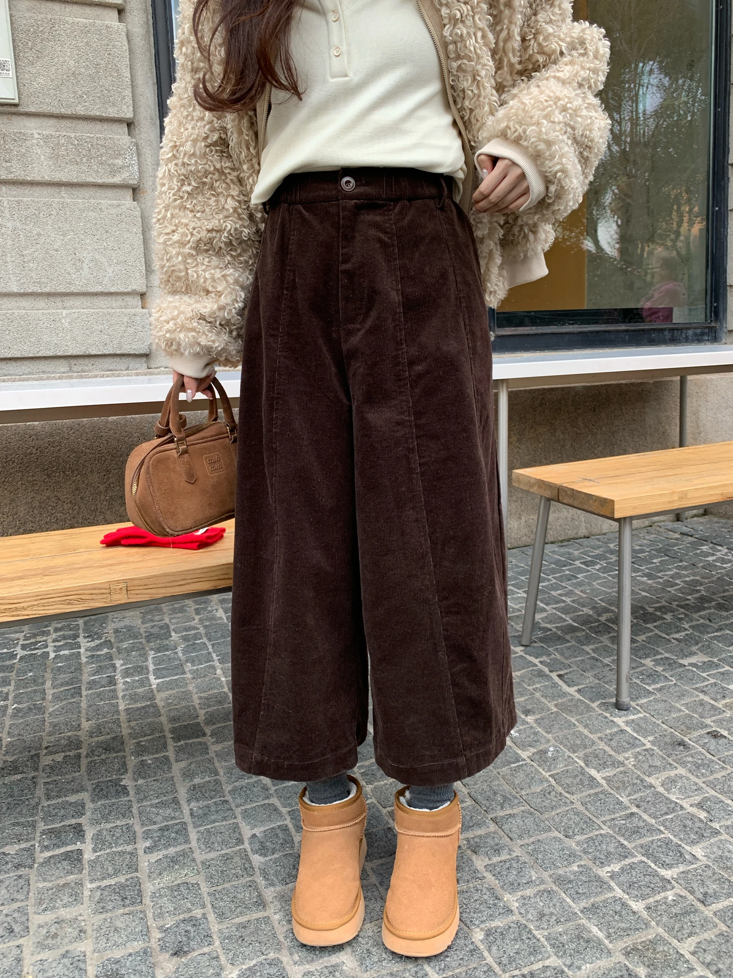 

Брюки NAZ из вельвета больших размеров с широкими штанинами, высокой талией, прямым кроем, свободного силуэта, укороченные, для женщин, в стиле lazy winter fashion