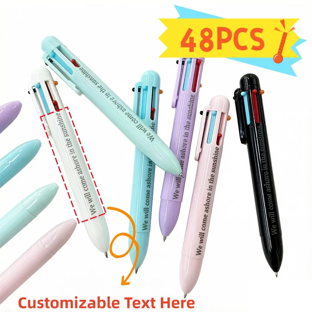 

Набор из 48 многоцветных шариковых ручек 6-в-1 с возможностью нанесения логотипа, пластиковые ручки для школы и офиса, оптом, красочные пишущие принадлежности