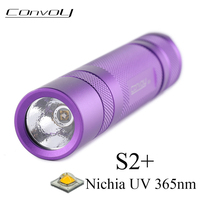 UV Flashlight Convoy S2+ with Nichia UV 365nm Led Linterna Fluorescent Agent Detection Ultraviolet Ultra Violet Light