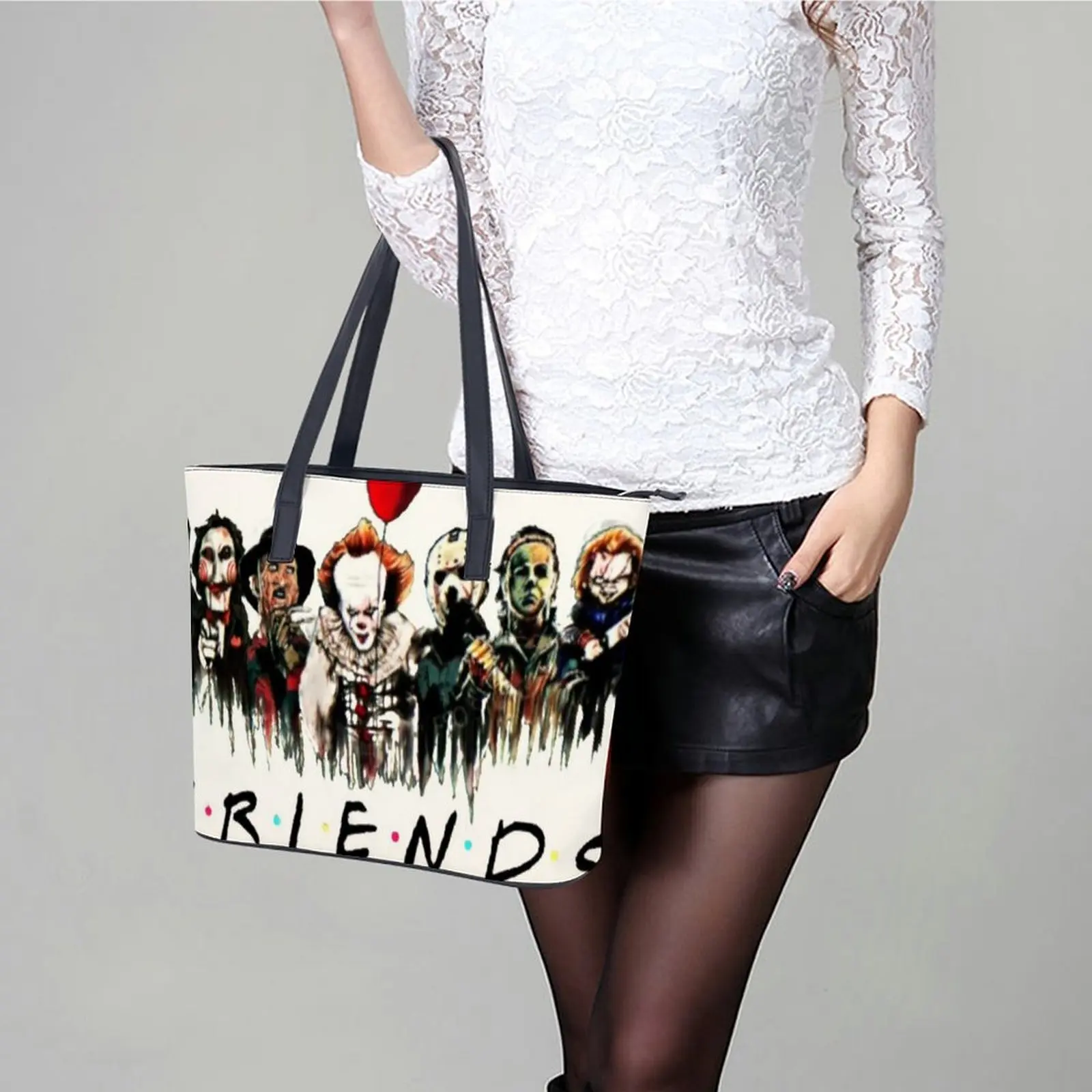 Chucky Halloween Friends Handbags Tv Series Pocket Tote Bag Modern PU Leather Shoulder Bag Ladies Travel Graphic Shopper Bags