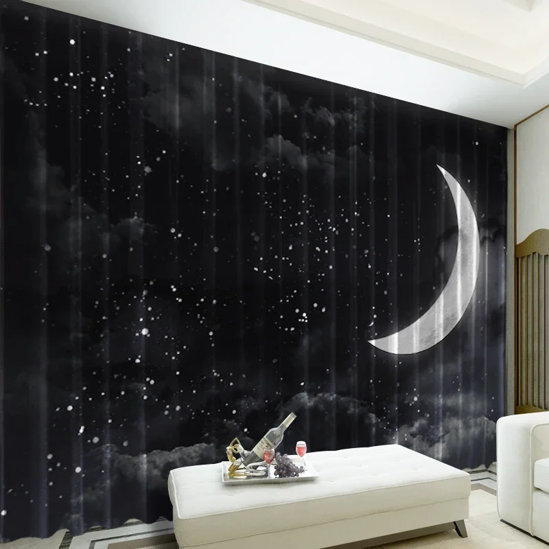 Luxury Velvet Linen Crescent Moon and Star Blackout Curtains for Ramadan and Eid Elegant and Cozy Home Decor for Peaceful Nights