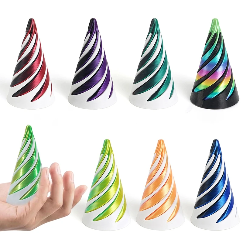 3D Printed Spiral Cone Toy Impossible Pyramid Passthrough Sculpture Through Pyramid Toy Spiral Cone Helix Screw Fidget Toys