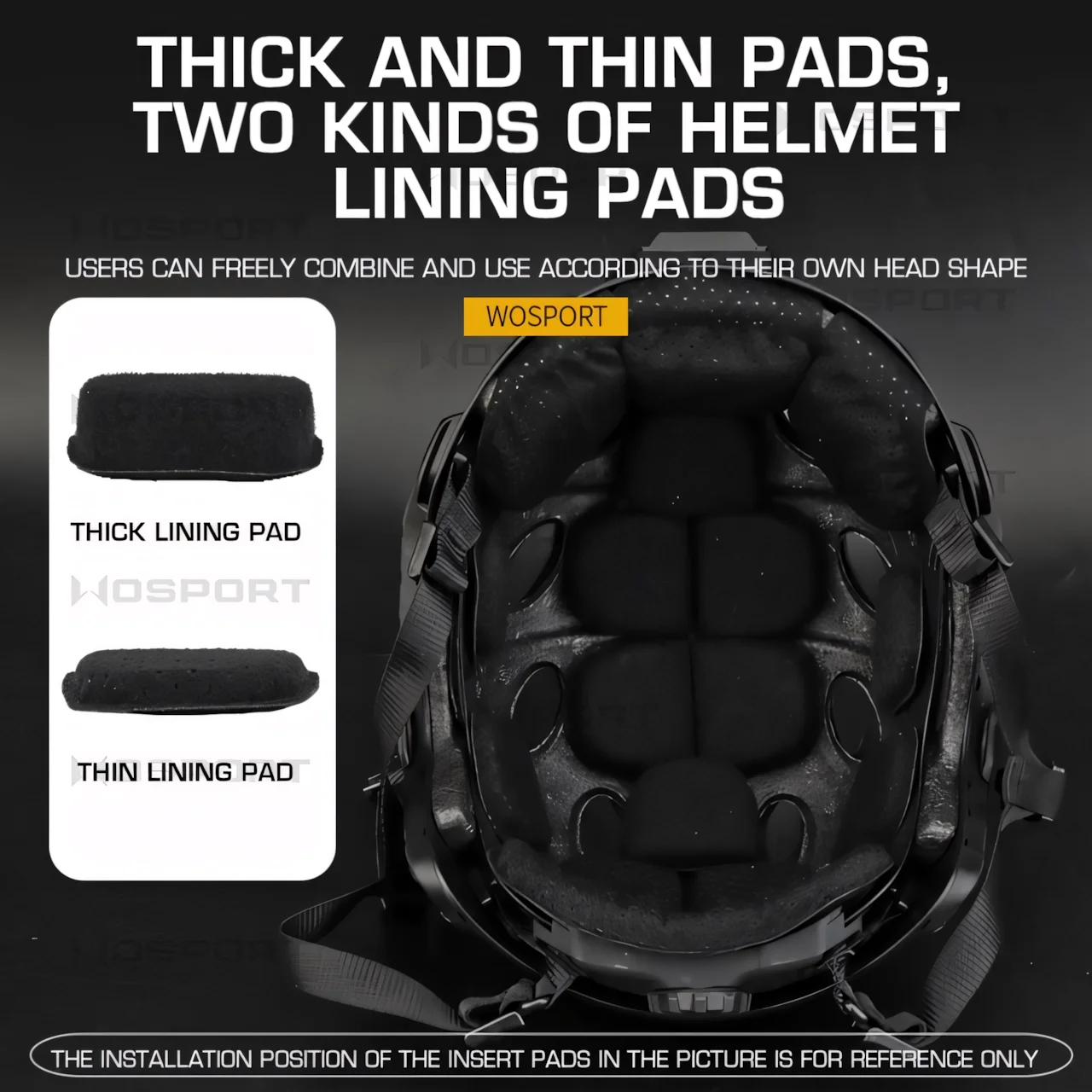 Wosport Tactical High Cut Helmet Liner Pads, Thick and Thin Pads, Custom Fit Combination for Outdoor Airsoft Hunting Accessories