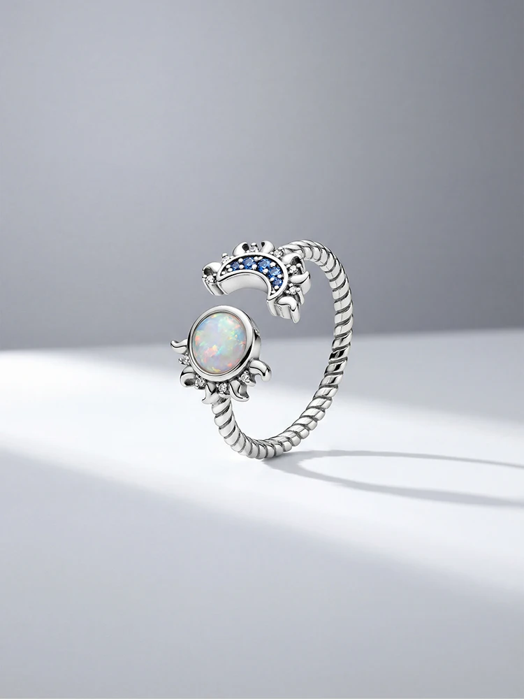 

Модное регулируемое кольцо из стерлингового серебра 925 пробы с изображением солнца и луны для женщин, для вечеринок, помолвок, юбилеев, повседневной носки, высококачественные ювелирные изделия