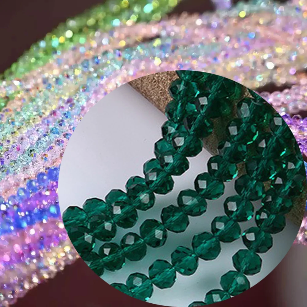 6 8 10mm 1Strand 5Strands Green Glass Faceted Crystal Style Bead Loose Spacer Round Beads Strand DIY for Jewelry MakingTMB5
