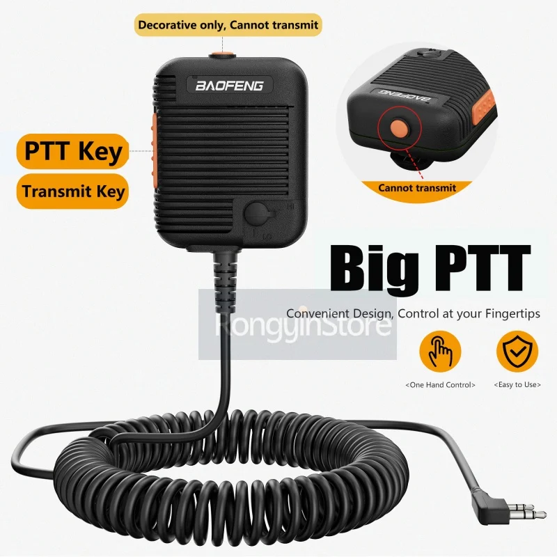 Baofeng AR-152 Mic Walkie Talkie 1701A Microphone PTT Radio DM-32 Speaker Keenwood 2-Pin Type Handheld Mic For UV-K6 UVK5 K Plug view 5