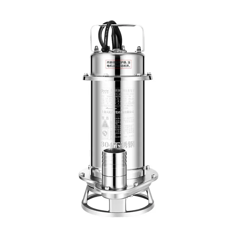 304 all stainless steel cutting non-clogging sewage pump corrosion-resistant chemical pump submersible pump 220V