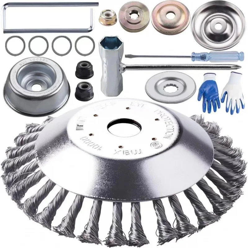 6/8/10 Inch Steel Wire Weeding Brush, Matching Turntable Grass Trimmers, Brush Cutter Disc