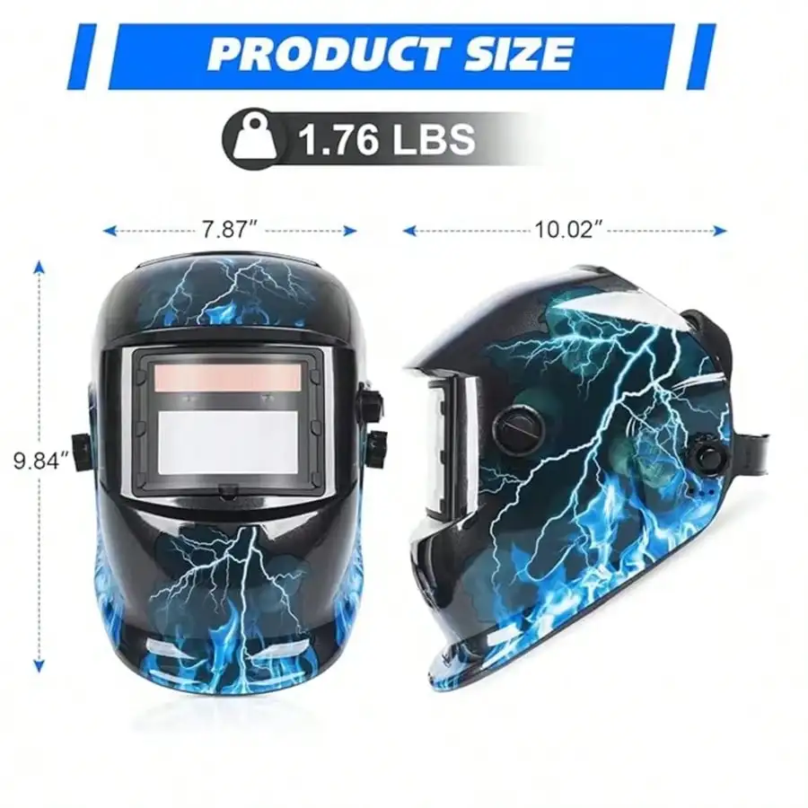1Pc Lightweight PP Solar Auto Darkening Welding Helmet Skull Eagle Graphic Full Face Welding Mask Fast Shade Adjustment Grinding Function Adjustable Headgear Eye Protection For MIG TIG MMA Arc Welding Workshop Repair