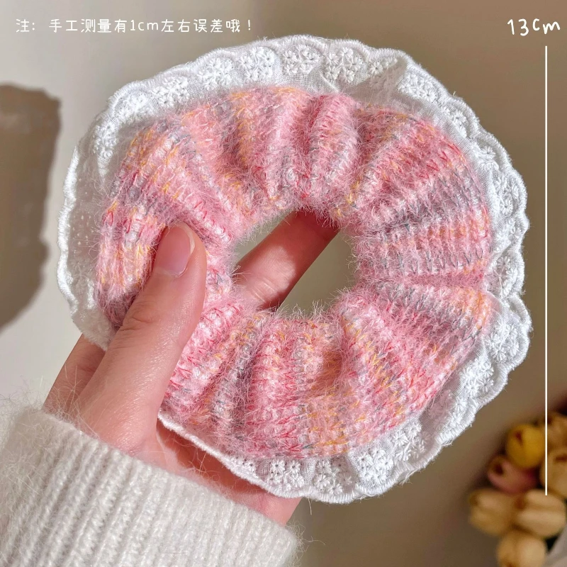 Осенне-зимняя милая кружевная элегантная повязка на голову с толстой кишкой, градиентная повязка на голову с мороженым для девочек, лесные аксессуары для волос, пряжа 헤드 Licht드