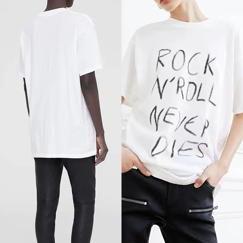 

Female White T Shirt Letter Graffiti Print Tees Women Crew Neck Loose T Shirt Cotton Short Sleeve Tops Casual Summer T-Shirts
