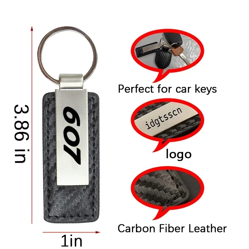 Car Key Chain Ring Metal Pu Leather Keychain For Peugeot 106 108 206 207 208 306 307 308 407 408 508 607 3008 4008 5008 GTI RCZ