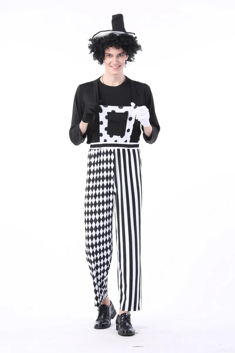 Schwarz-weißes Paar, Zirkus, gestreifter Clown, Herren, unbekanntes Rollenspiel, Clown, Damen, böser, verspielter Clown, Halloween-Party-Kostüm – Detail 3