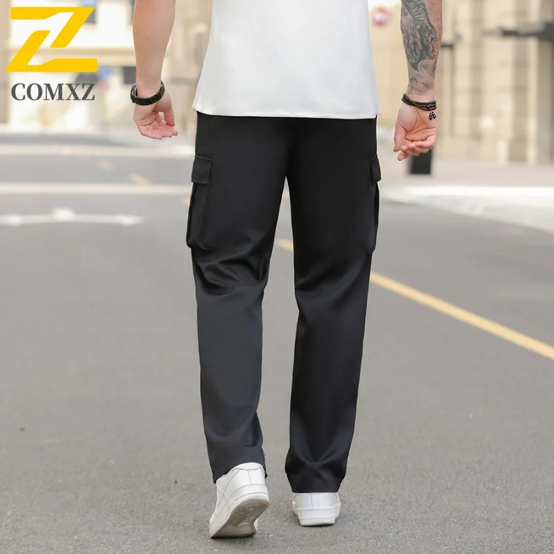 COMXZ Fashion Cargo Pants Men 2025 Autumn Casual Vintage Multi-pocket Working Trousers Street American Wide-leg Delivery Pants