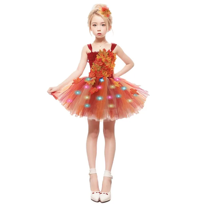 

Elf Cosplay Costume Identical Maple Leaves Tutu Dress Fairy Cos Skirt Stage Performence Clothes Outfit for Halloween