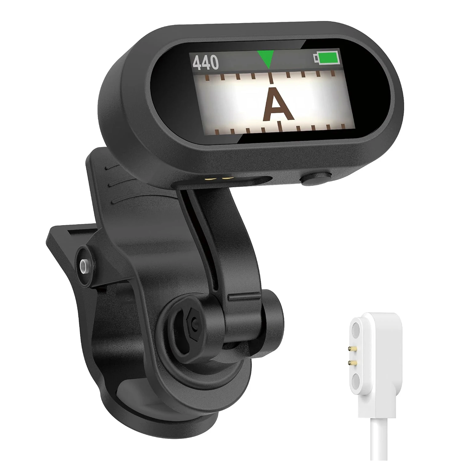 Afinador de ukelele de guitarra con clip recargable con pantalla TFT brillante, afinación cromática rápida y precisa, rango de 410-460 Hz