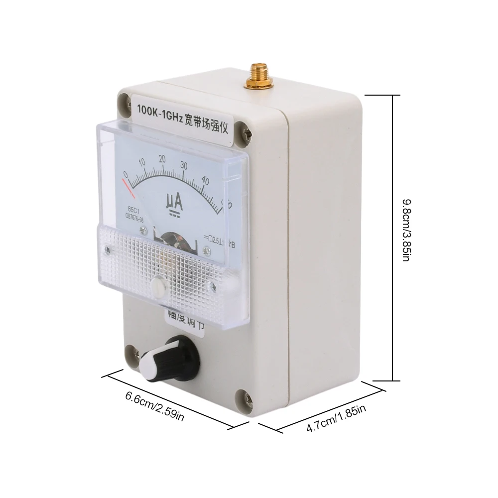 Medidor de fuerza de campo RF, banda ancha con antena para Walkie Talkie, 100KHz-1000MHz, nuevo