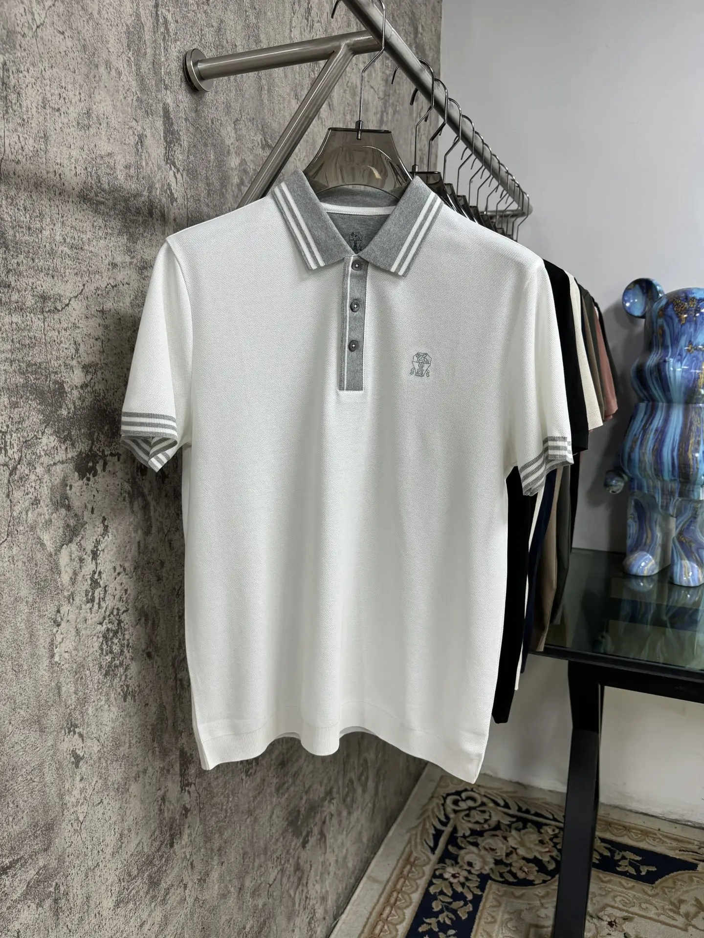 2025 DIKU Polo Shirt Silk Men 2025 New Fashion Embroidery Elastic Short Sleeve Color Block Quality Big Size M-3XL