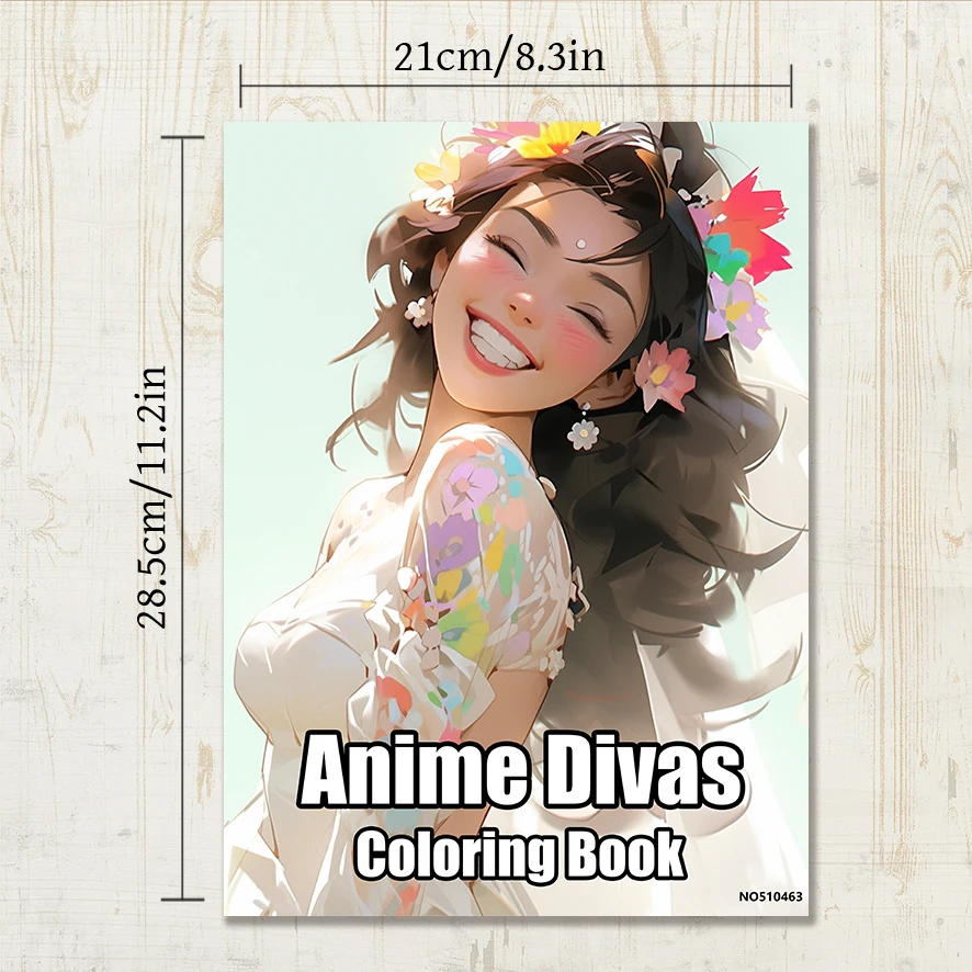 Anime Divas Adult Coloring Book - 8.3x 11.2 Inch 22 Page Coloring Book - Helps Reduce Stress and Ease Emotions