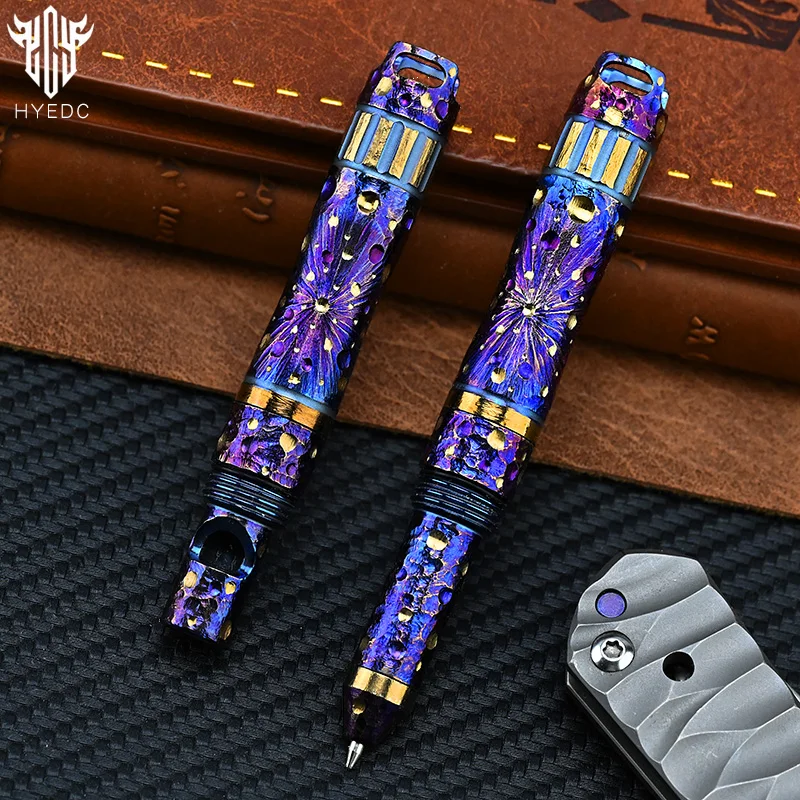 Star Sky Limited Titanium Alloy Multifunctional Whistle Pen Outdoor Pen 2-in-1 Survival EDC Tools with Necklace Gift