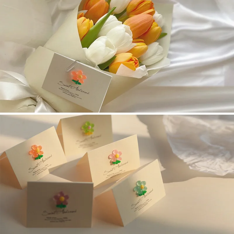 10PCS Kroean Style Flower Greeting Cards Postcards Wedding Invitation Envelope Birthday Thank Gifts Envelope Message Card