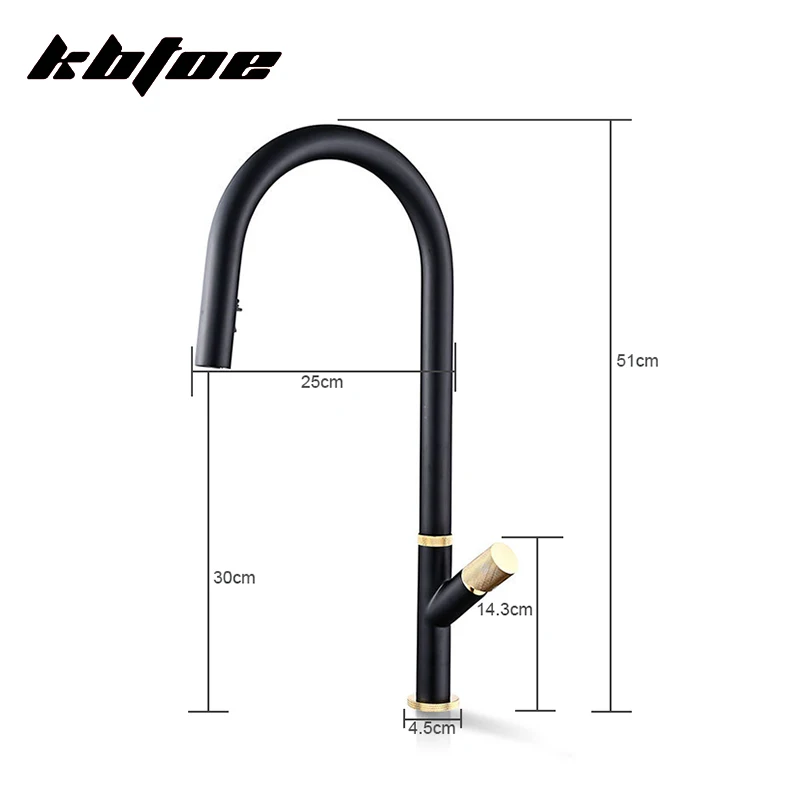 Black Pull-out Kitchen Faucet 360 Rotation Hidden Nozzle Hot and Cold Water Sink Mixer Tap Deck Mounted Luxury Wash Tap Brass